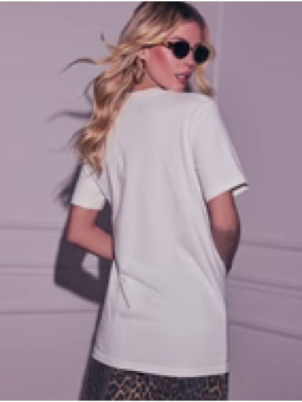 Vici Cream Ribbed Cotton Tee - Subtle Crewneck - Picture 6 of 7